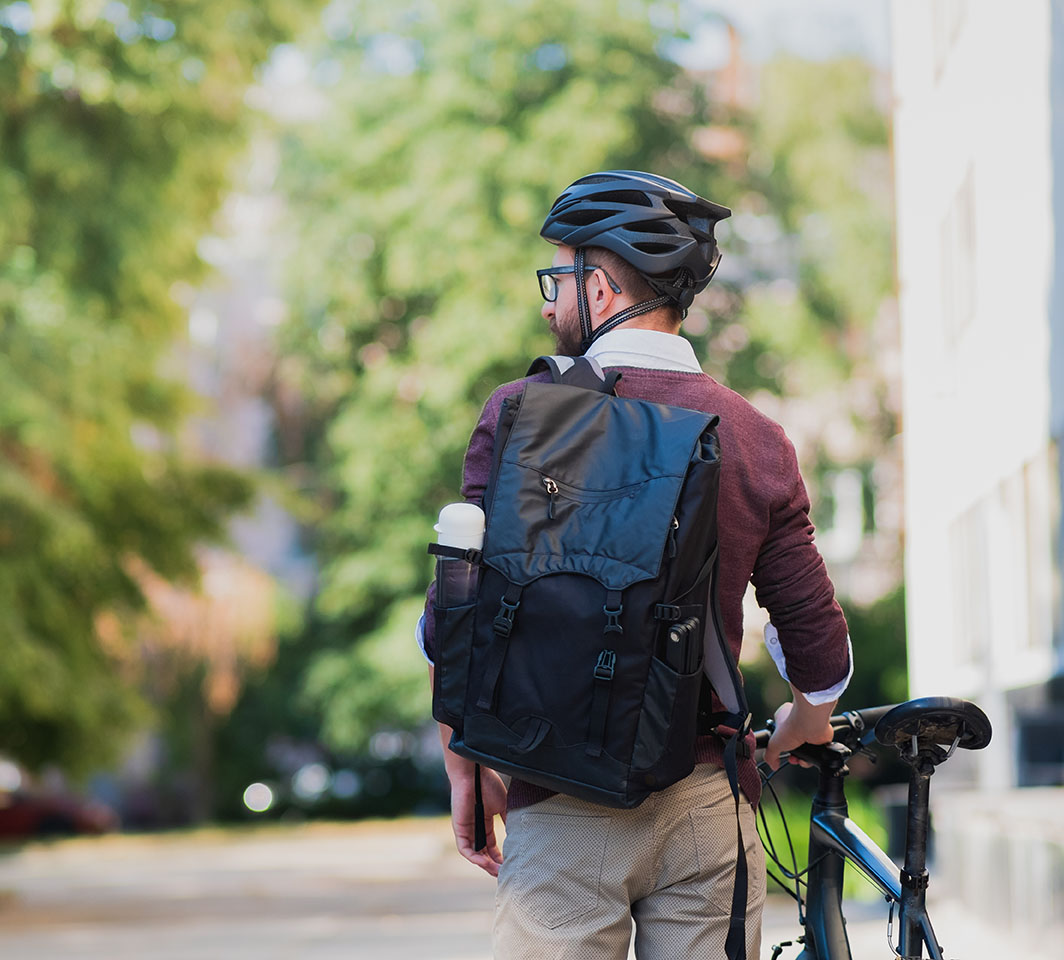 Man walking with bike